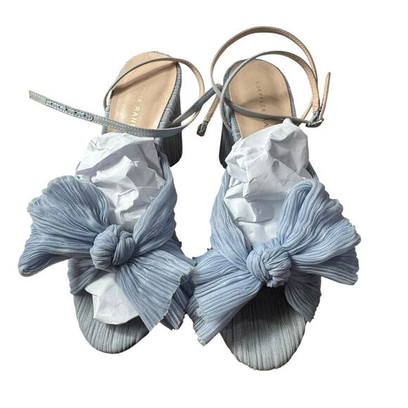 Loeffler Randall Camellia Blue Pleated Bow Heel Sky Blue 7 NWOB - Picture 7 of 12
